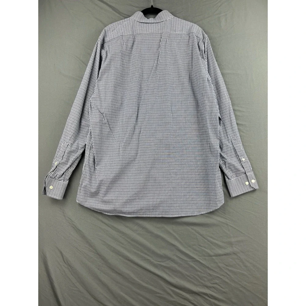 Banana Republic Shirt Mens XL Slim Fit Blue Gingham Wrinkle Resistant Excellent
